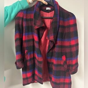 Vintage Mayle Fashion Red and Black Plaid Jacket